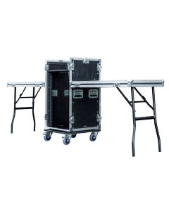 16U Workstation Mixer Rack Case with Side Tables and 12U Slant