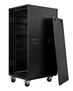 28U Slam Shockmount Rack Flight Case with Wheels with Black Hardware