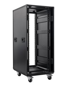 28U Slam Shockmount Rack Flight Case with Wheels with Black Hardware