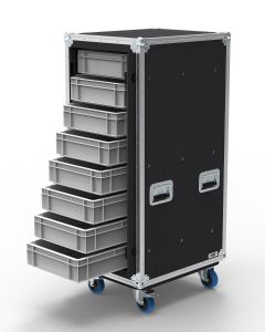 8 Drawer Slide and Slam Euro Container Flight Case