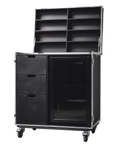 Hospitality Flight Case with Wooden Drawers and Fridge