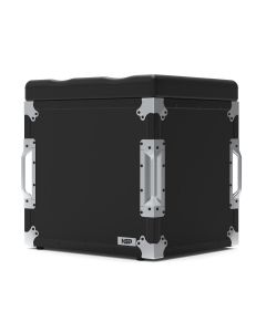 Single Seater Flight Case Chair - Black with Silver Corners