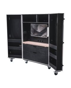 Tech Workstation Flight Case with Pull Out Oak Tray