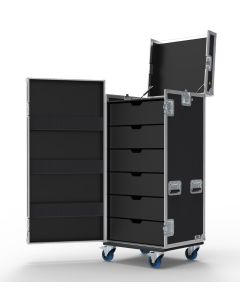 6 Drawer Tech Flight Case with Front & Top Hinged Lids